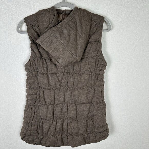 Be By Blanc Noir Vest Women’s Brown, Quilted Puffer Hooded Outdoor Vest Zip - Picture 4 of 9